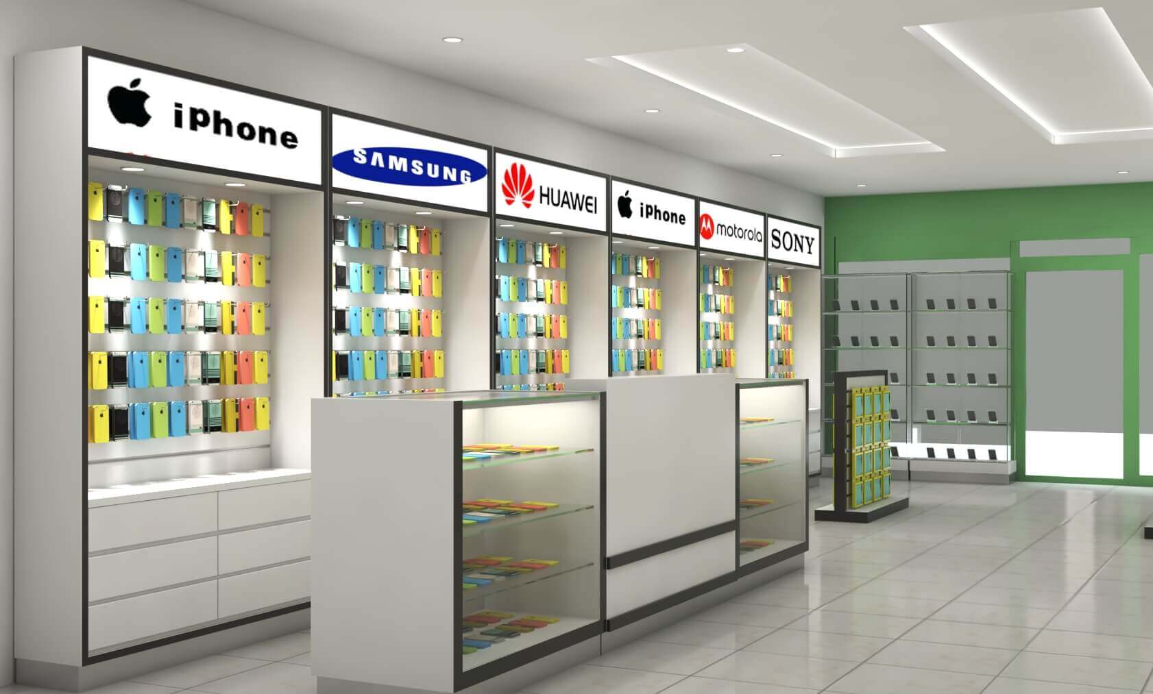 Mobile phone display rack shelf