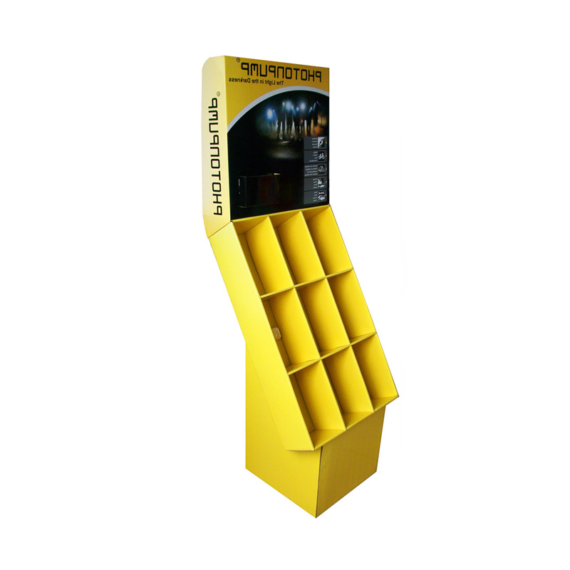 Yellow Color Cardboard Floor Display Rack