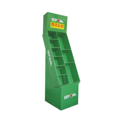 Green Color Cardboard Floor Display Stand